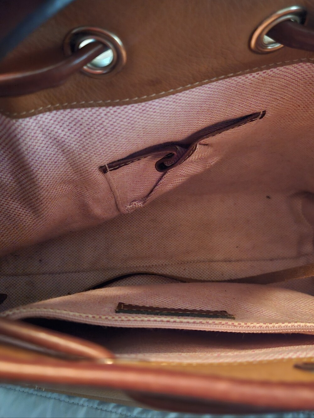 Dooney & Bourke Cognac Brown Leather Drawstring Shoulder Bag - Picture 9 of 11